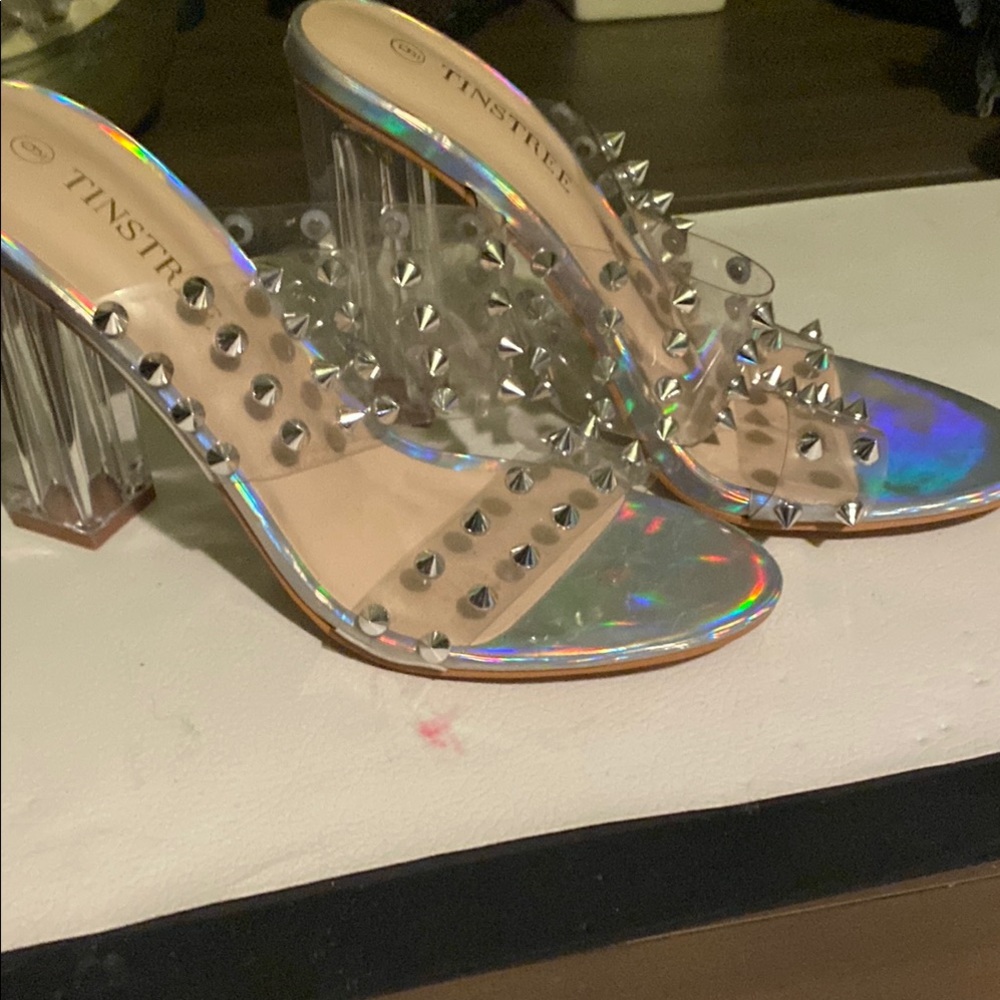 High Heel Spiked Sandals - Silver